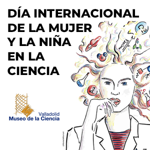 icono mujer y niña en la ciencia